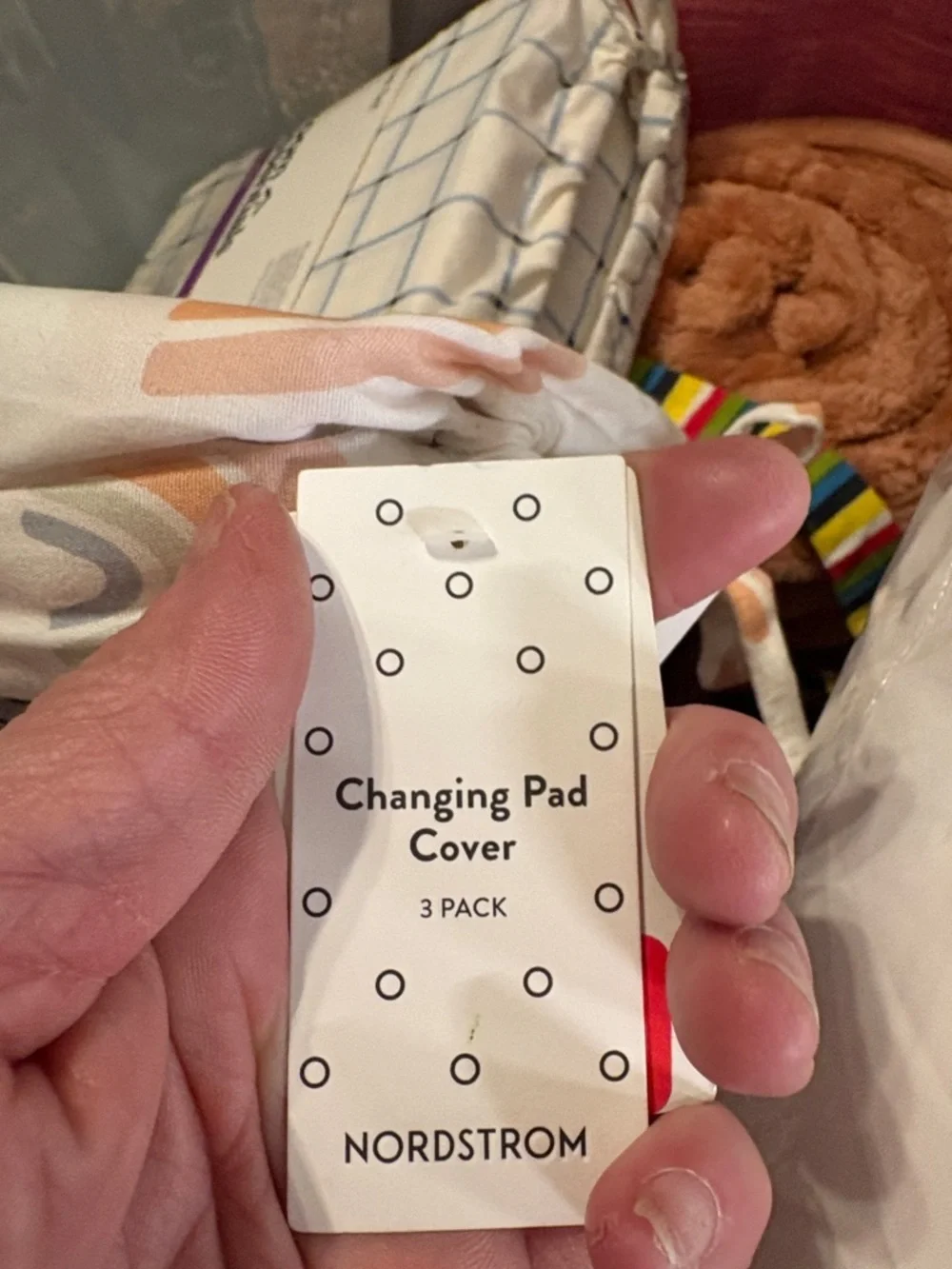 Nordstrom Changing Pad Cover 3-Pack - Cream with Pastel Rainbow Accents